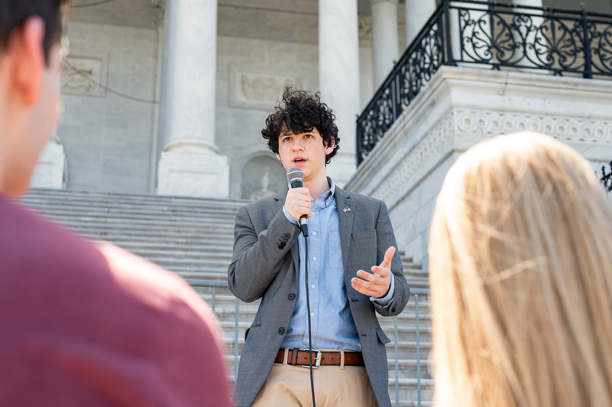 Aaron Rafael Zevin-Lopez is a youth activist. He was speaking at the Capitol building. (photo courtesy of Arlington Public Schools)
