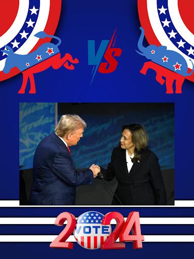 A photo of Democratic Party presidential nominee Kamala Harris  aside Republican Party presidential Nominee Donald Trump.