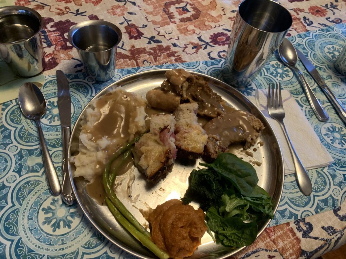 Veeraraghavan's vegetarian Thanksgiving plate this year. Her and her family cook nontraditional foods. 