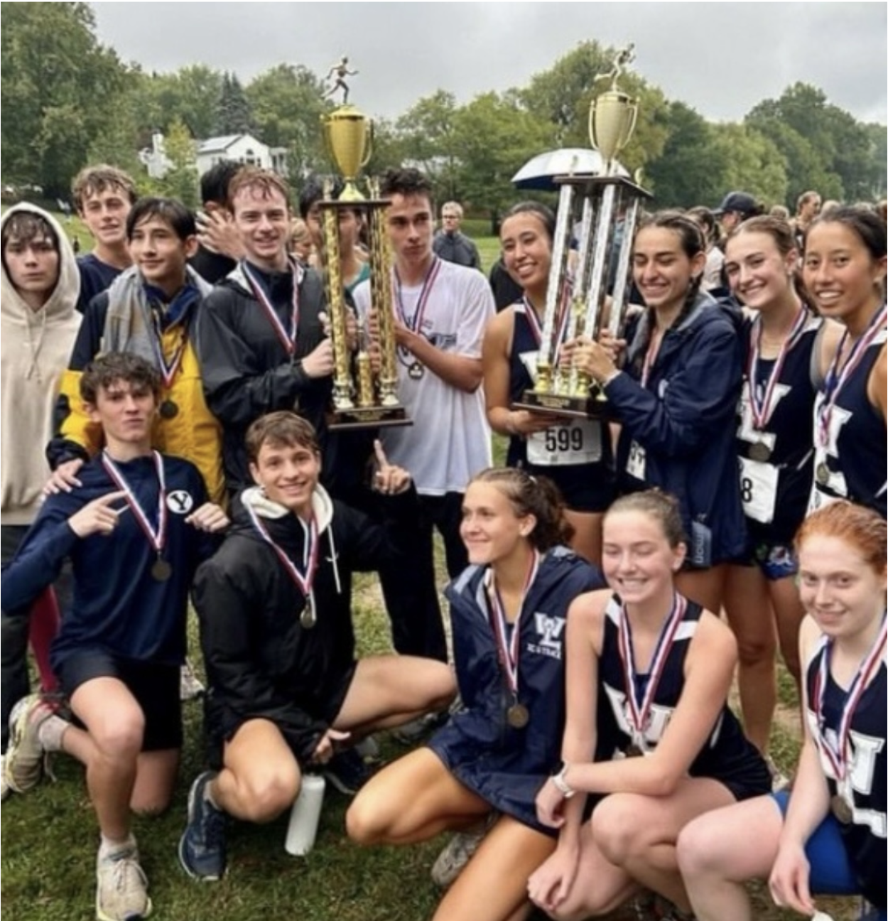 The cross country team after a successful season. Jackson Fowler is depicted on the bottom left. Photo provided by Fowler. 